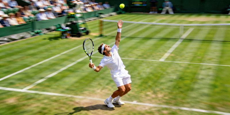 网球运动员发球动作 - 温网比赛精彩瞬间